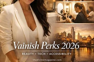 Vainish Perks app showcased on smartphone with Melbourne skyline background.